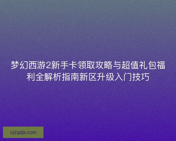 梦幻西游2新手卡领取攻略与超值礼包福利全解析指南新区升级入门技巧