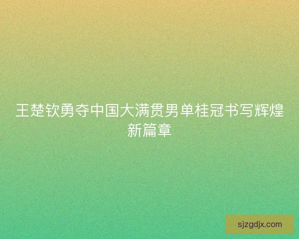 王楚钦勇夺中国大满贯男单桂冠书写辉煌新篇章