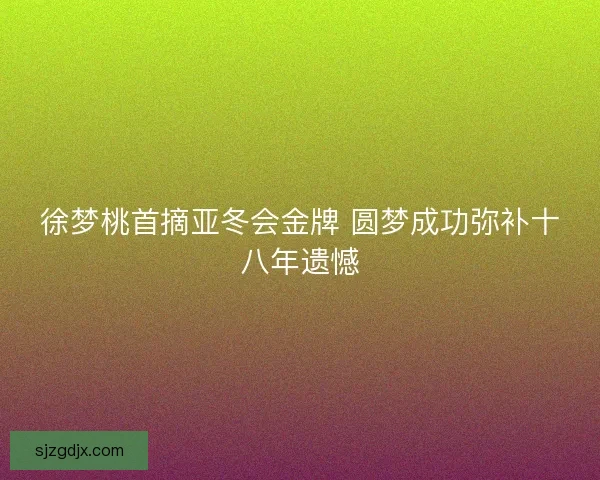 徐梦桃首摘亚冬会金牌 圆梦成功弥补十八年遗憾 徐梦桃首摘亚冬会金牌 圆梦成功弥补十八年遗憾