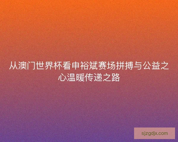 从澳门世界杯看申裕斌赛场拼搏与公益之心温暖传递之路