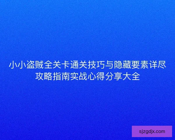 小小盗贼全关卡通关技巧与隐藏要素详尽攻略指南实战心得分享大全 小小盗贼全关卡通关技巧与隐藏要素详尽攻略指南实战心得分享大全